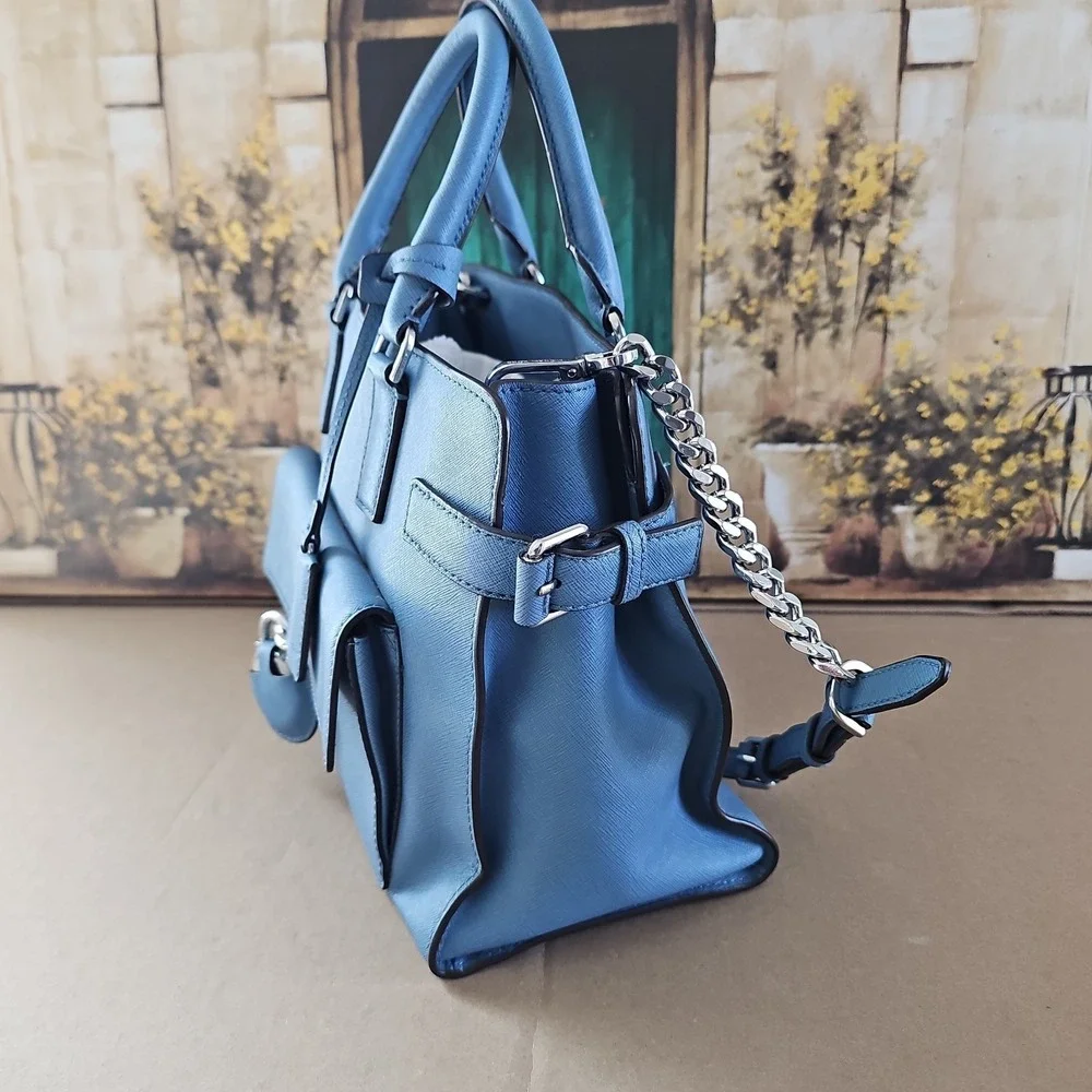 MICHAEL Michael Kors‎ Blue Saffiano Leather Large Emma Satchel